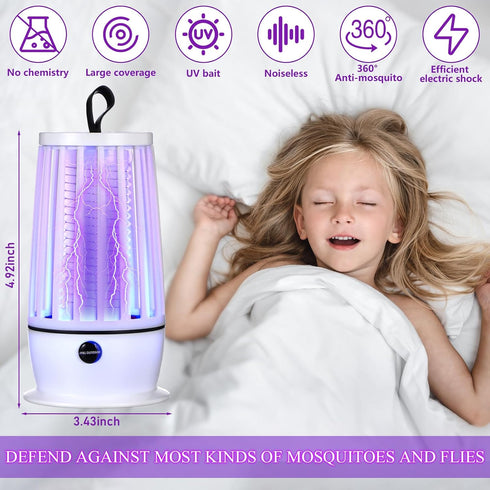 2 Pcs Electric Bug Zapper for Indoors Outdoor Mosquito Zapper Insect Purple Light Mosquito Trap Portable Fly Killer with Security Grid for Home Be...