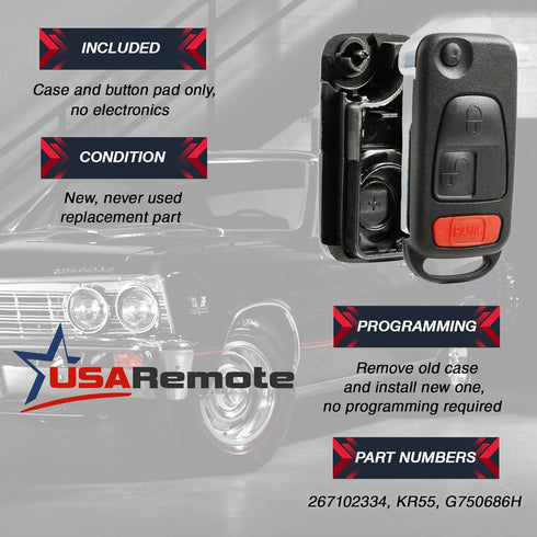 Key Fob Keyless Entry Remote Flip Shell Case & Pad...