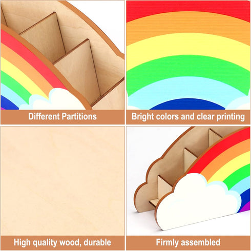 Rainbow Wooden Pen Holder,DIY Pencil Holders Desk Organizer (rainbow)...