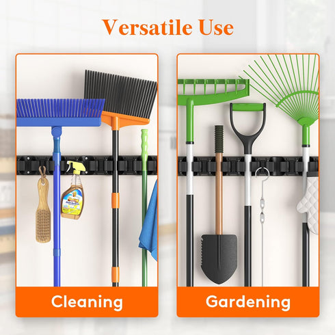 Lifewit Mop and Broom Holder Wall Mount, Anti-Slip Broom Hanger for Kitchen Organization, Heavy Duty Cleaning Supplies Organizer, Easy Install Too...