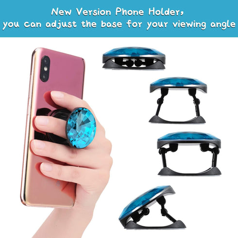 6 Pieces Plastic Disco Crystal Phone Grip Collapsible Crystal Phone Grip Holder Adhesive Foldable Expanding Finger Stand Holder Kickstand Grip for...