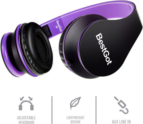 Kids Headphones BG6002 Children Headphones for Kids Boys Adult with Microphone Volume Control Foldable Headset with 3.5mm Plug Removable Cord (Bla...