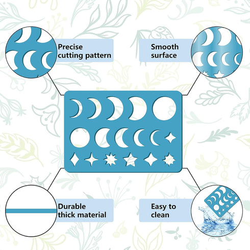 GORGECRAFT 2 Styles Star Earrings Making Template Moon Phase Jewelry Shape Templates Diamond Stencils Round Acrylic Cutting Stencil for Leather Br...