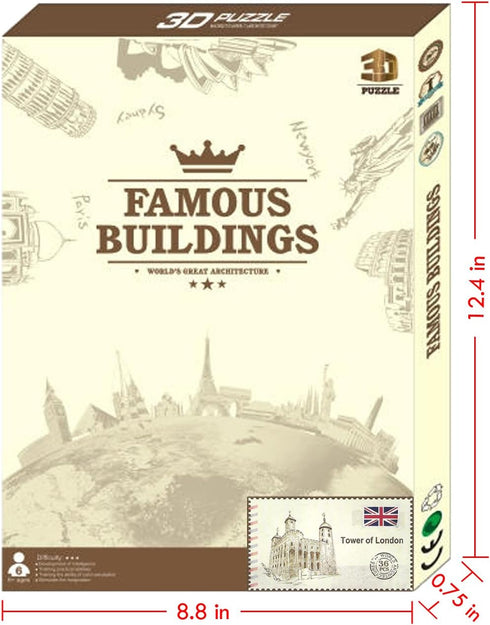 Creative 3D Puzzle Paper Model Tower of London DIY Fun & Educational Toys World Great Architecture Series, 36 Pcs...