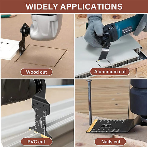 5pcs Titanium Oscillating Tool Blades for Metal Nails Hard Material and Wood Plastic - Multitool Blades Fit Dewalt Bosch Worx Milwaukee Ryobi...