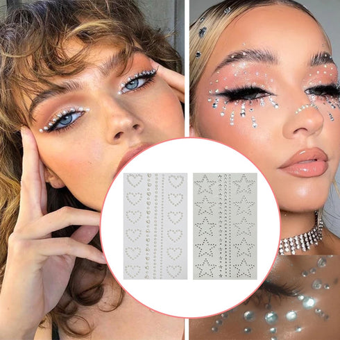 Glitter Rhinestones Pearl Butterfly Stickers for Eye Face Makeup Decoration Heart Star Gems Shiny Fairy Bow Butterflies Self Adhesive Body Hair Je...