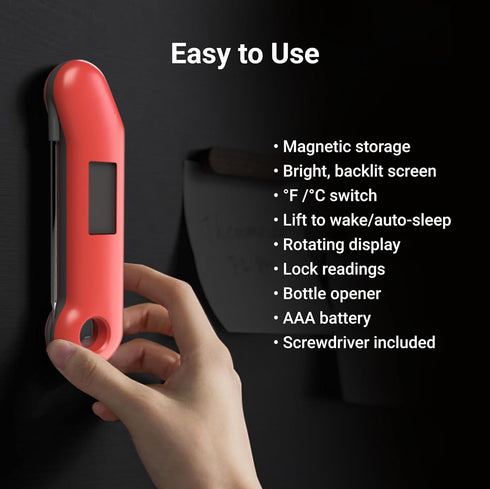 ProfessionaI Meat Thermometer Digital, 3X Faster 0.5 Sec Instant Read, NIST Certified Accurate to ±0.5°F, 100% Waterproof, Auto-rotating Bright Di...