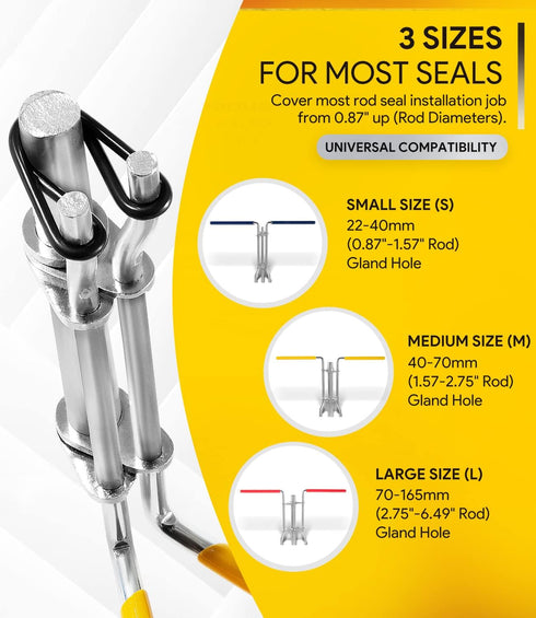 3 Pack Hydraulic Seal Installation Tools, Hydraulic Cylinder Piston Repair Seal Kit, U-Cup Rod Seal Installation Tool Kits Upgraded Seal Twistor I...