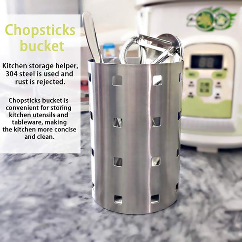 Utensil holder caddy for spoon Knife fork drying storage Cylinder Stainless steel Cutlery holder for kitchen and dining organizer...