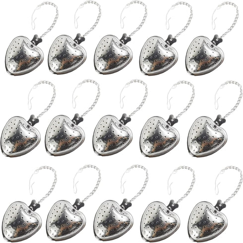 TIHOOD 15PCS Tea Strainer Stainless Steel Mesh Tea Ball Infuser Premium Tea Filter Tea Interval Diffuser with Extended Chain Hook for Loose Leaf T...