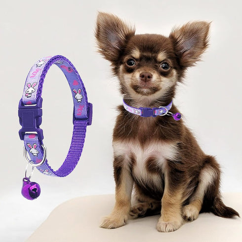 Jecikelon 6 PCS Puppy Collars Adjustable Pup Collar for XSmall Pet Dog Polyester Cat Collar with Bell Basic Collar for Extra Small Dogs (Small, Bu...
