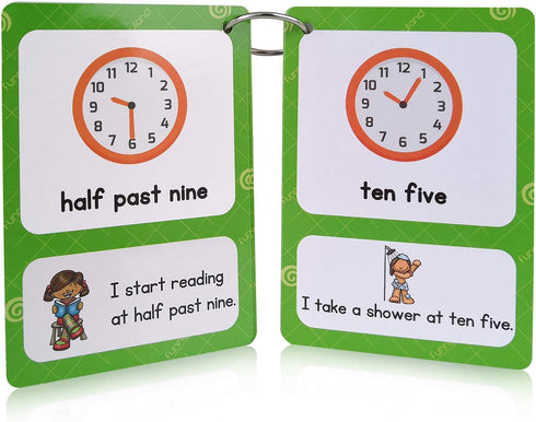 20 Analog Clocks Telling Time Flashcards Educational Learning Toys Toddlers Kids Learning Pocket Cards Kindergarten Supplies...
