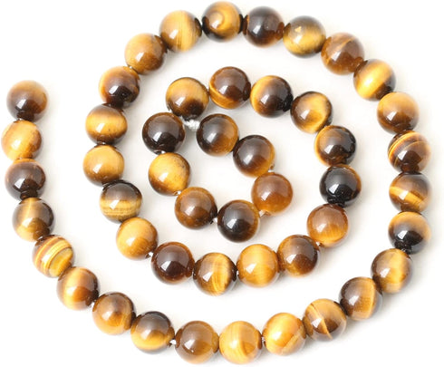 45PCS 8mm Natural Yellow Tiger Eye Stone Gemstone Round Loose Beads for Jewelry Making DIY Findings 1 Strand 15"...