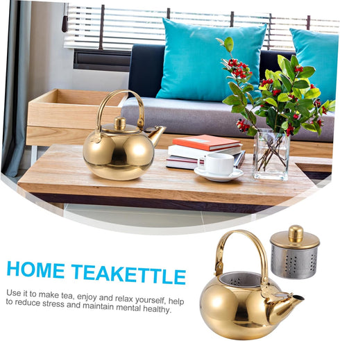 1pc Stainless Steel Pot Cast Iron Pot Stainless Steel Stove Top Kettle Cast Iron Teapot Kettle with Strainer Large Capacity Kettle Kung Fu Tea Ket...