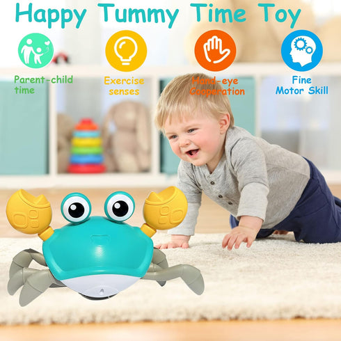 Baby Toys Crawling Crab - Infant Tummy Time Toys 3 4 5 6 7 8 9 10 11 12 Baby Toys 6-12 12-18 Months Light-up Musical Walking Sensory Induction Cra...