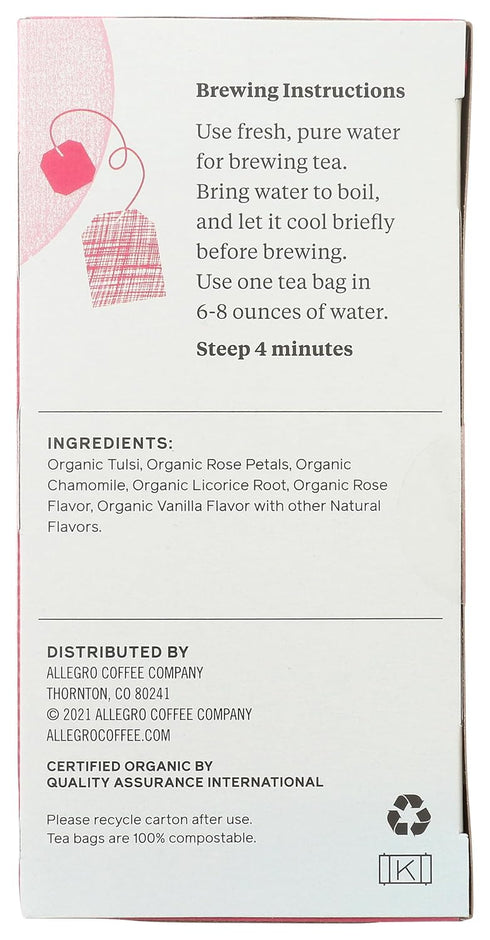 Allegro Tea, Organic Rose Tulsi Tea Bags, 20 ct...