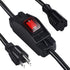 Outdoor Waterproof On/Off Switch Extension Cord, Heavy Duty 125v/250v Black SJTW Cord (1.5 Ft, Black)...