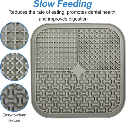 Lick Mat for Dogs and Cats, Slow Feeder Mat, with Suction Cups Silicone Pad, Peanut Butter Snacks Lick Pads, Pet Friendly, Relieve Anxiety, Traini...