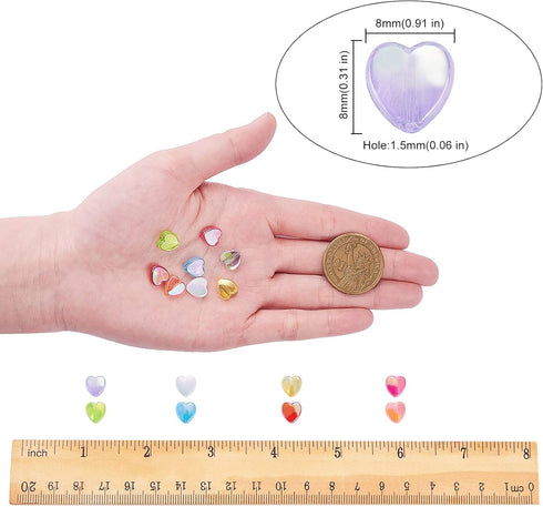 LiQunSweet 320 Pcs 8-Colors Clear Acrylic Beads Sweet Heart 8mm Dyed AB-Color Loose Beads in Bulk for Necklace Bracelet Earrings Jewelry Making...