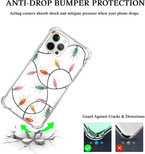 Colorful Christmas Lights Case Compatible with iPhone 15 Pro Max, Cute Christmas Festive Case for iPhone 15 Pro Max, Cool TPU Bumper Phone Case Co...