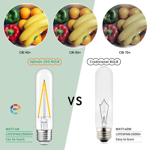 Dimmable Tubular Led Bulb E26 led Light Bulb,T10 T30 Vintage LED Bulbs, 40 watt Equal 4W, 2700K Warm White light Edison Lights Bulbs, AC120V, 400l...