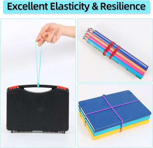 Large Rubber Bands, 120 Pcs Long Rubber Bands, Heavy Duty Rubber Bands,Premium Rubber Bands Office Supplies, Home and kitchen, Assorted Colors Rub...