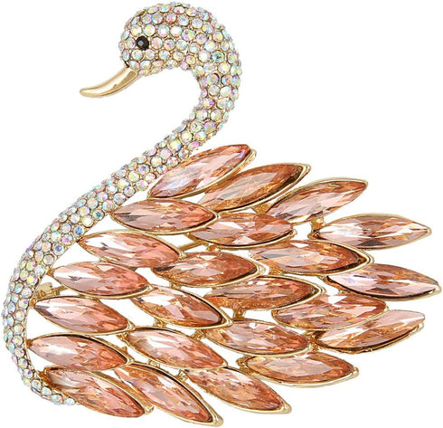 EVER FAITH Women's Austrian Crystal Elegant Swan Feather Animals Pendant Brooch...