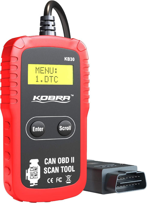 Kobra OBD2 Scanner Car Code Reader - Universal Auto OBD Car Diagnostic Tools for All Cars, Automotive Check Engine Readers with Reset (Red and Bla...