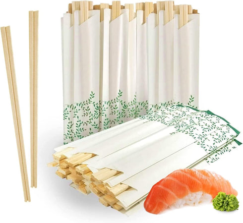 Solid No Splinters Chopsticks 120 pairs | Individually Wrapped Disposable Wooden Chopstick | Best for Sushi & Asian Dishes...
