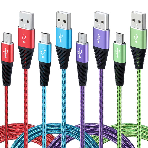 Micro USB Cable 6FT 4-Pack Phone Charger Android Nylon Braided Android Charger Cables Fast Charging Compatible with Samsung Galaxy J8/J7/S7/S6/Edg...