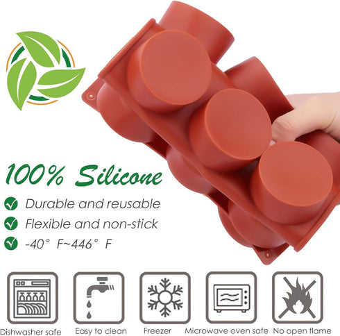Ocmoiy 2 Inch Ore Mold Round Silicone Molds for Chocolate Covered Ore Cookie, Mini Cake, Candy, Dessert, Jelly, 24 Cups Cylinder Baking Mold Set o...