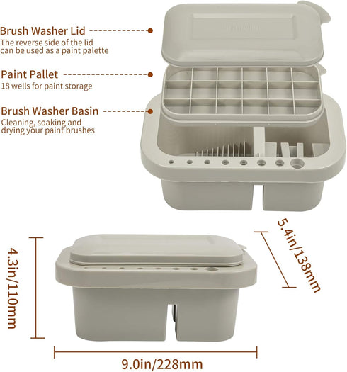 MyLifeUNIT Paint Brush Cleaner, Paint Brush Holder and Organizers with Palette for Acrylic, Watercolor, and Water-Based Paints (Grey)...