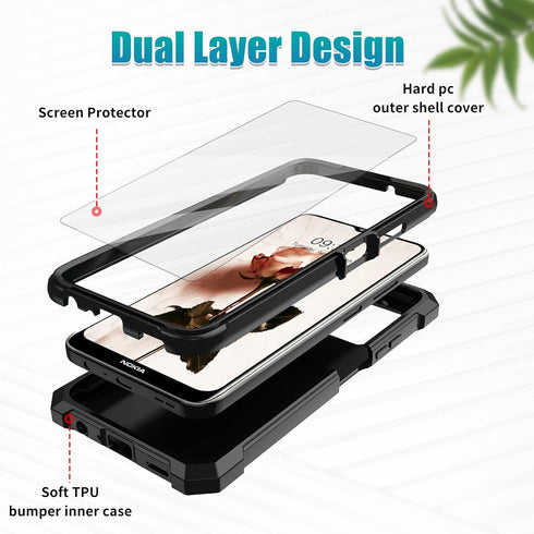 for Nokia G310 Case,Nokia G310 Phone Case with Glass Screen Protector,360 Full-Body Hard PC & Soft TPU Bumper Shockproof Protective Phone Case for...