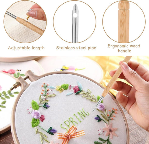 6 Pcs Punch Needle Tool Punch Needle Kit 2.5/3.5/5mm Metal Punch Needle Punch Needle Threader Punch Needle Set with Storage Tube Beginner DIY Craf...