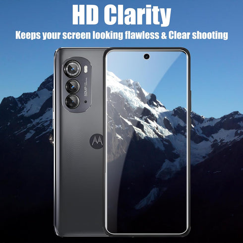 TQLGY 3 Pack Screen Protector for Motorola Edge 2022 with 3 Pack Camera Lens Protector, Ultra HD Tempered Glass, 9H Hardness, Anti-Scratch, Bubble...