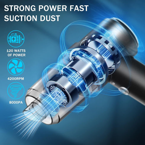 Mini Vacuum Cleaner for Car,2 in 1 Keyboard Vacuum Cleaner Wireless Handheld,Car Vacuum with Brushless Motor High Power 120W Rechargeable Easy to ...