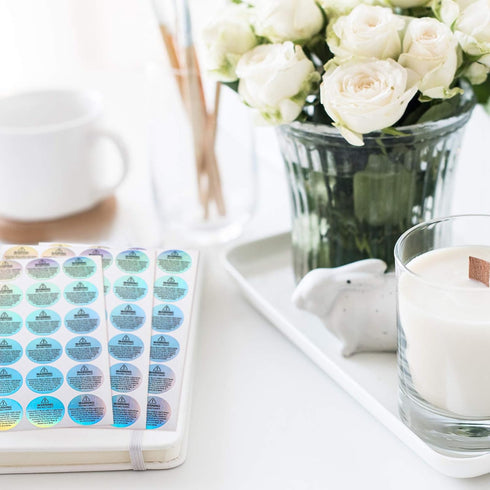 Holographic Candle Warning Labels Candle Jar Container Stickers Wax Melting Safety Stickers for Jars Tins Containers Making Supplies(240 Pieces)...