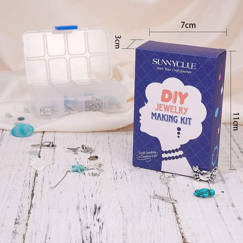 SUNNYCLUE 1 Box DIY 10 Pair Starfish Crab Mermaid Turquoise Earring Making Kit Summer Hawaii Ocean Beach Earrings Jewelry Making Supplies Christma...