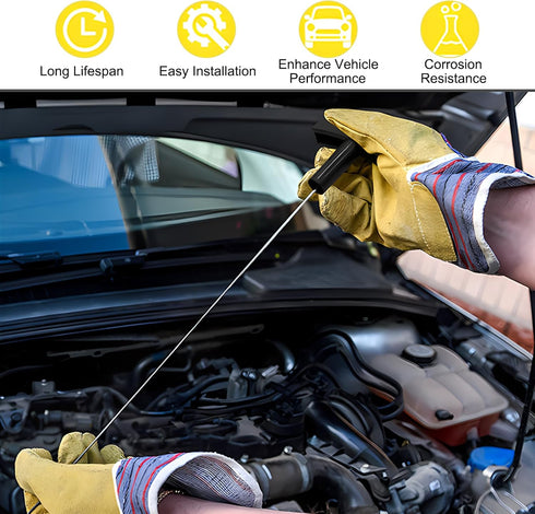 1 PC Automobile Oil Dipstick, 46.8" Flexible Steel Wire Engine Oil Level Indicator Replacement 3C3Z6750AA, Plastic Easy-Grip Handle with Clear Sca...