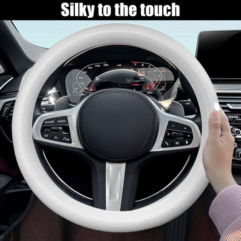 Car Steering Wheel Cover, Soft Odorless Silicone Steering Wheel Protector, Anti-Slip Auto Steering Wheel Cover Universal Fit 14 Inch, Vehicle Inte...