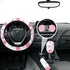 10 Pieces Cow Print Car Accessories Set Cow Fluffy Plush Steering Wheel Cover Shift Cover Handbrake Cover Pad Cup Seat Belt Pad Bracelet Key Chain...