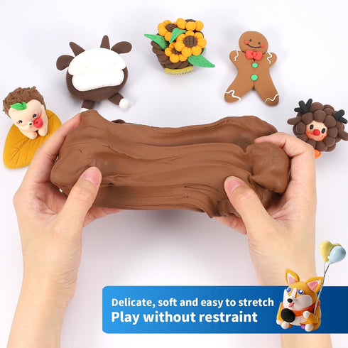 iFergoo Brown Air Dry Clay, DIY Creative Modeling Clay for Kids, Super Light Magic Clay for Kids Age 3-12, Safe & Non-Toxic, Molding Clay for Scul...
