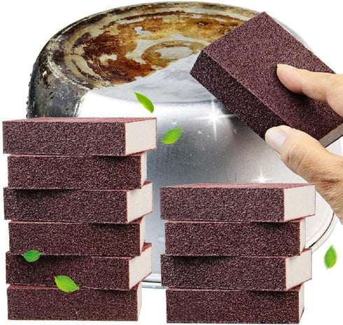 10Pcs Carborundum Sponge Nano Emery Sponges Pot Clean Brush Rust Eraser Grit Scouring Pads Pot Cleaning Pads with Carborundum for Quickly Cleans...