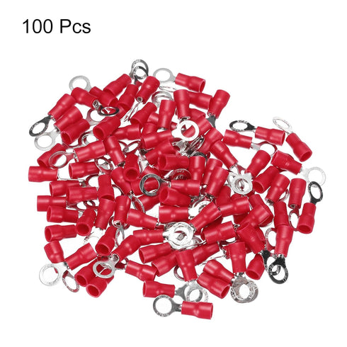 uxcell 100 Pcs Insulated Ring Wire Connector Electrical Crimp Terminal 22-16 AWG for Electrical Projects Red...