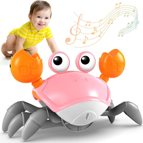 Crawling Crab Toy, Infant Tummy Time Baby Toys, Fun Interactive Dancing Walking Moving Toy Babies Sensory Induction Crabs with Music, Baby Toys Bo...
