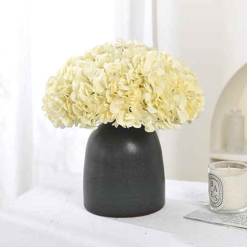 10PCS Silk Hydrangea Heads with Stems Artificial Flowers for Wedding Party Home Decor (Champagne)...