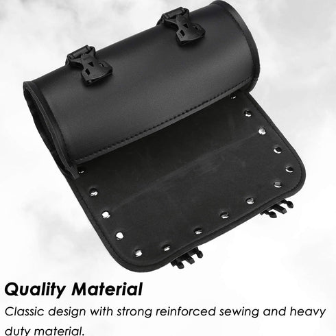 Neween Motorcycle Tool Bag, Motorcycle Fork Bag PU Leather Universal Saddlebag Front Fork Handlebar Sissybar Storage Roll Pouch for Sportster, Sco...