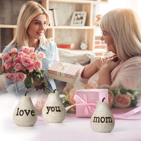 Love You Mom Pears - Gift for Mom, Mothers Day Birthday Gift, Thanksgiving Day Decorations Gifts for Mom, Mom Gifts from Daughters Son, Perfect Pr...