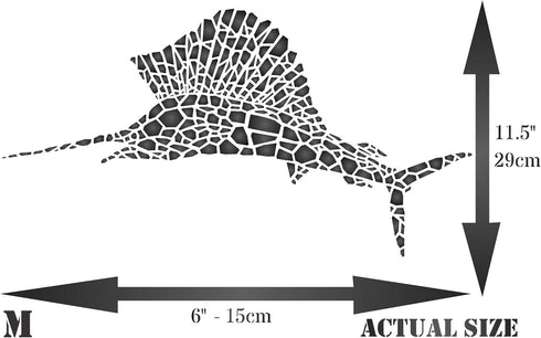 Marlin Stencil, 11.5 x 6 inch (M) - Mosaic Fish Sailfish Wall Stencils for Painting Template...