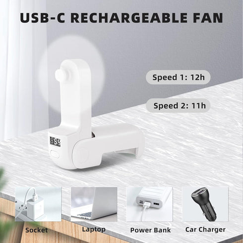 Mini Handheld Fan, Portable Fan 3 IN 1 2000mAh, Battery Operated Fan with LED Display as Phone Holder, Hand Fan USB Rechargeable for Outdoor Trave...